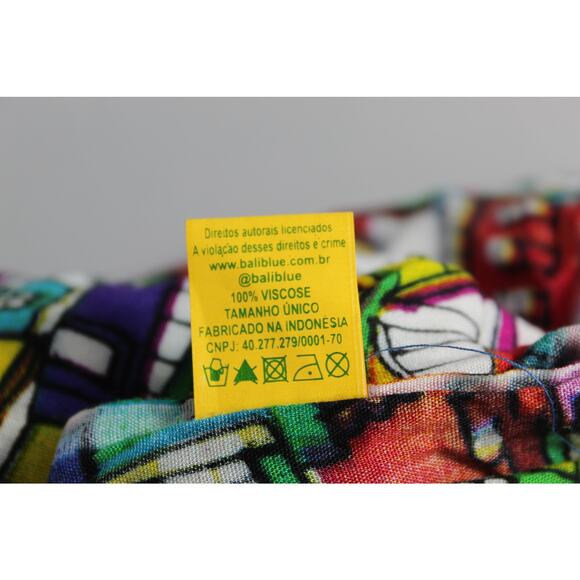 Bali Blue Original Rio Brazil Scarf colorful stacked houses art to wear sarong - Picture 4 of 6